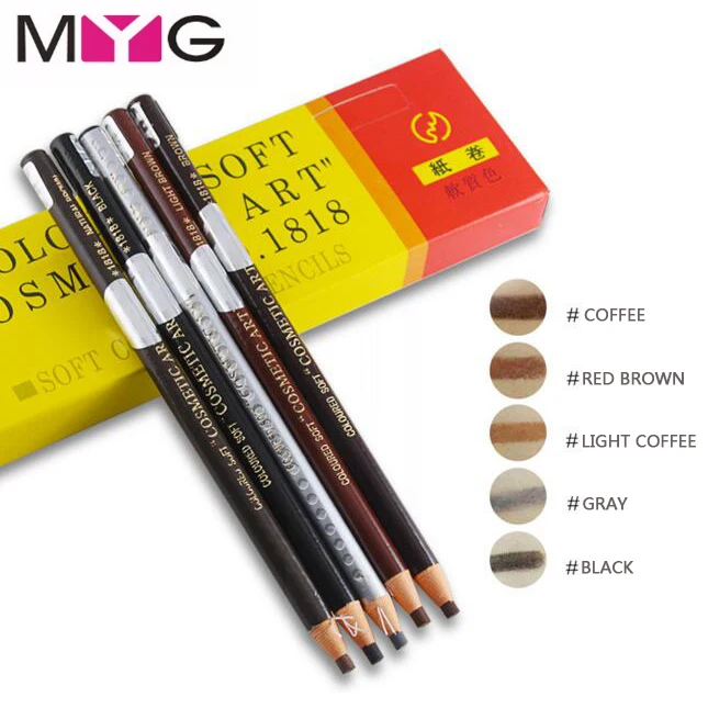 

12pcs/lot Two Sides Eyebrow Pencil With Brush Makeup Perfect Waterproof Longlasting Makeup Black Brown Gray Free Shipping