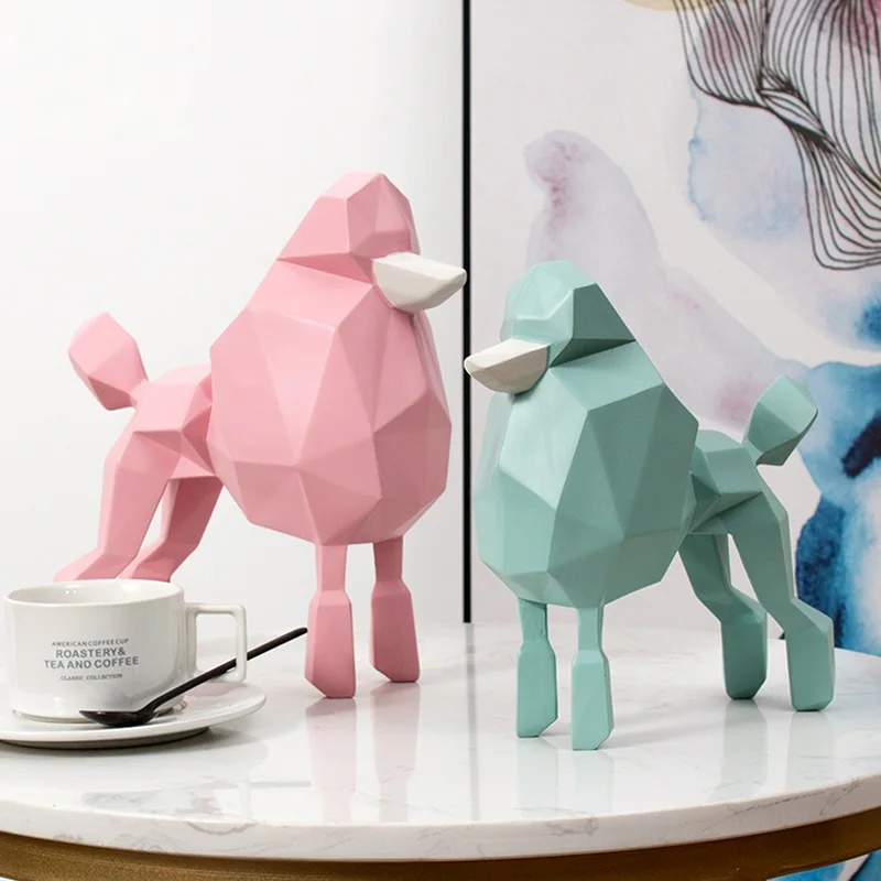 

Origami Poodle Statue Dog Figurine Animals Art Sculpture Resin Art&Craft Home Decoration Accessories For Living Room R732