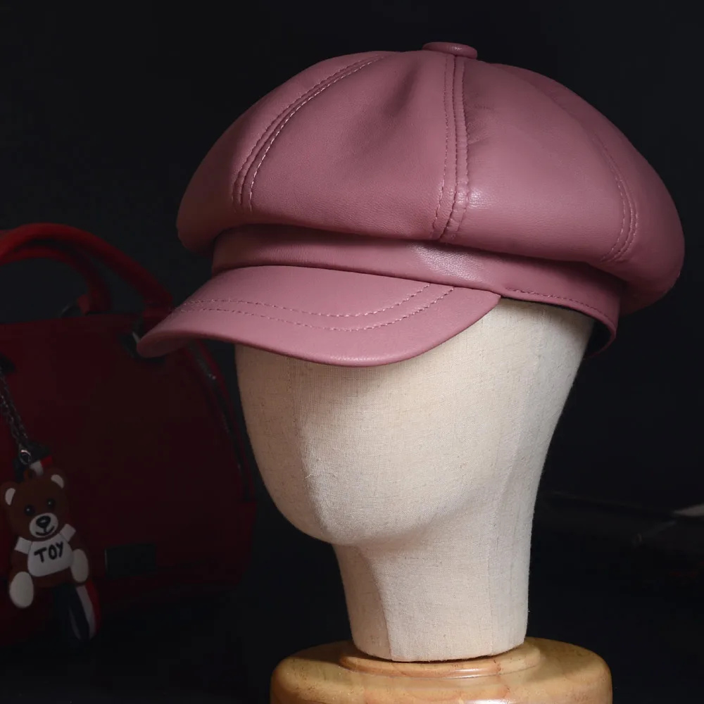

Women's Ladies Genuine Leather Sheep Skin Colorful Beret Octagonal cap Painter cap Newsboy jazz/Navy/flat/Army Caps/Hats