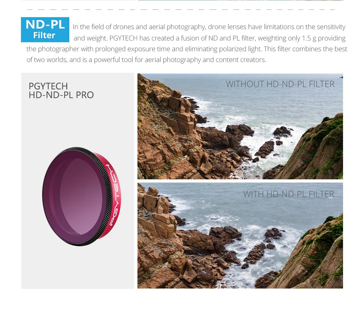 PGYTECH для DJI Osmo экшн профессиональные фильтры UV CPL ND 8 16 32 64 PL фильтр объектива ND8 ND16 ND32 ND64