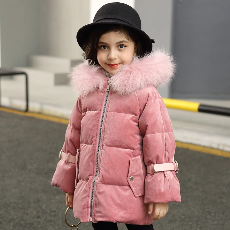 

2018 Kids Down Jacket Thickening White Duck Down Warm Coat Baby Girl Boy Big Raccon Fur Parkas Toddler girls Warm Down Jacket