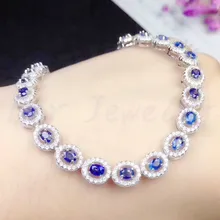 Натуральный сапфир браслет цепочка настоящий натуральный голубой сапфир серебро 925 пробы 0.34ct* 18 шт драгоценный камень# SB18092109