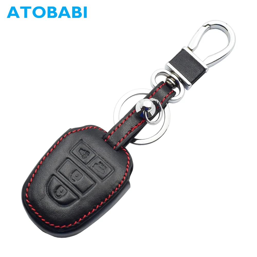 

Top Layer Genuine Leather Car Key Case Auto Remote Control Shell Cover Keychain Protector for Toyota Corolla Camry 4 Buttons Key