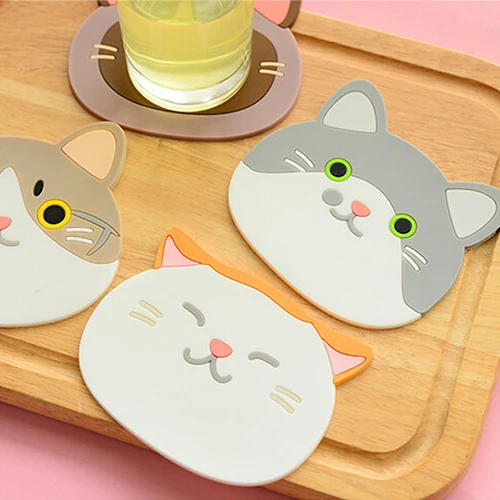 POP ITEM! Kitchen Cute Cartoon Cat Coffee Drink Glass Cup Placemat Holder Pad Coaster