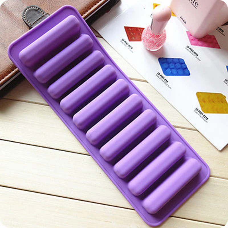 Reusable Cylinder 10 Silicone Ice Cube Tray Mold Freeze Ice Mould For Water Bottle Pudding Jelly Chocolate Cookies Mold Maker