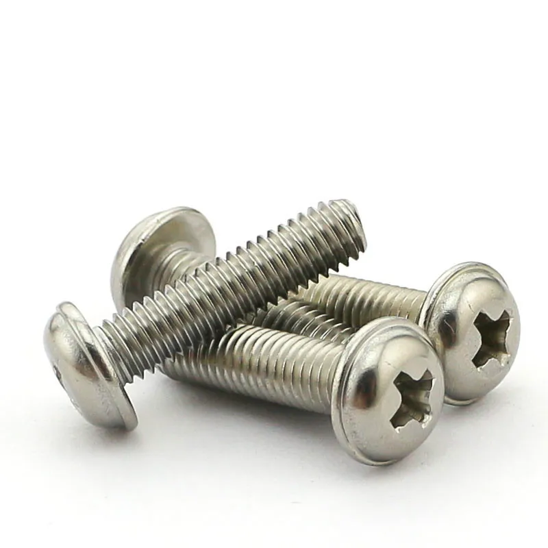 5PCS M5*16 304 Stainless Steel Round Head Screws With Washersin Bolts