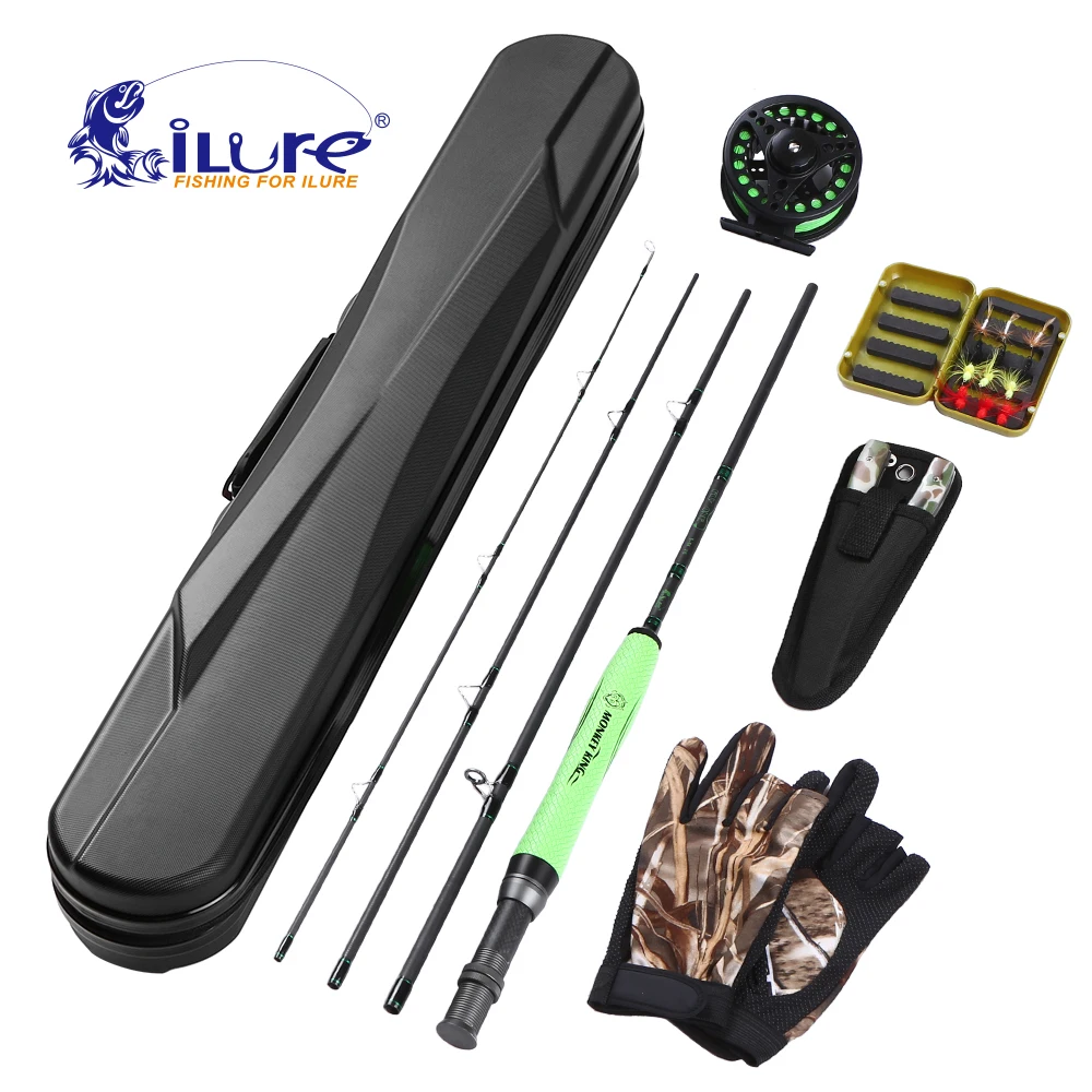 iLure Lightweight Portable Fly Fishing Rod and Reel Combo Carbon Fiber