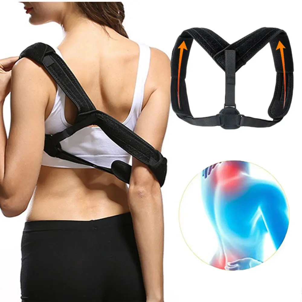 

Posture Corrector Adjustable Back Brace Upper Back Pain Relief Body Shaper Shoulder Support Belt for Adult Kids School & Office