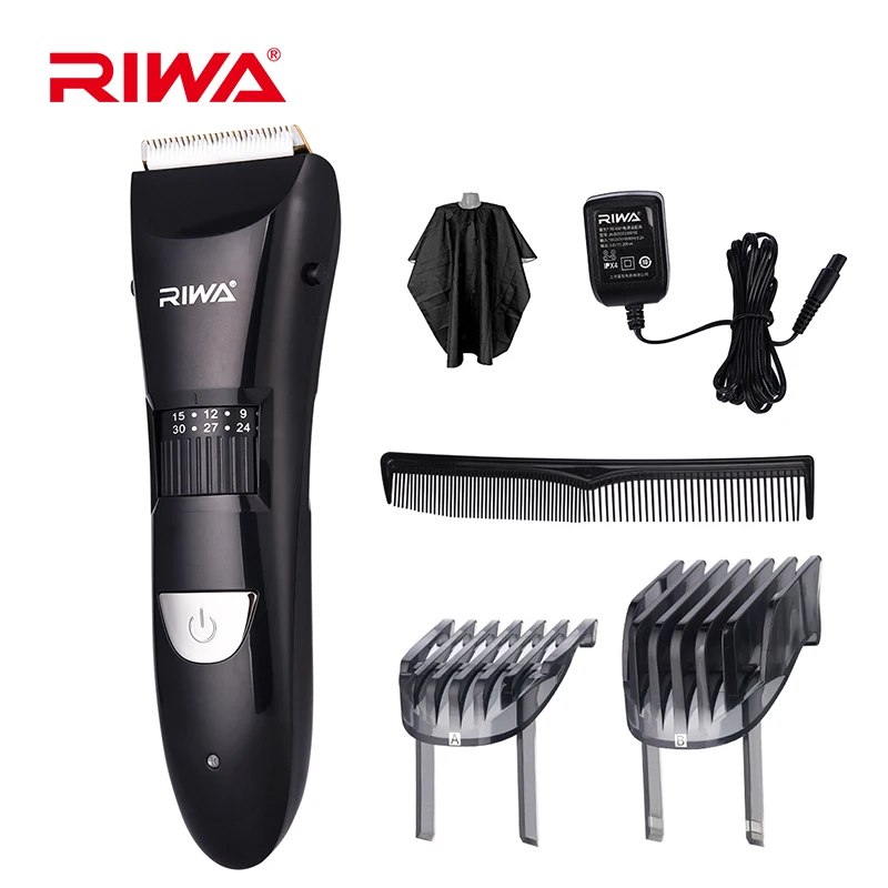 

RIWA IPX7 Waterproof Professional Hair Trimmer Titanium Ceramic Blade Cordless Rechargeable Hair Clipper Hair Cutting Machine