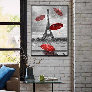 

Vintage Eiffel Tower Red Umbrella Paris Landscape Canvas Paintings Prints Wall Art POP Pictures Poster Living Room Home Decor