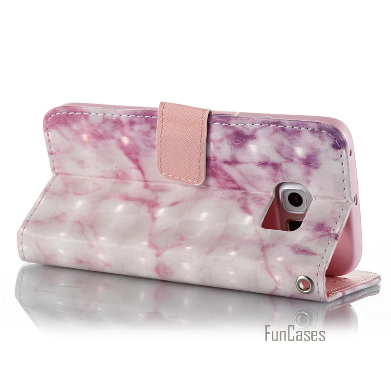 Leather Wallet Flip Marble Case For Samsung Galaxy S6 Edge Phone Cover Accessory For sansung samsun sumsung sumsang