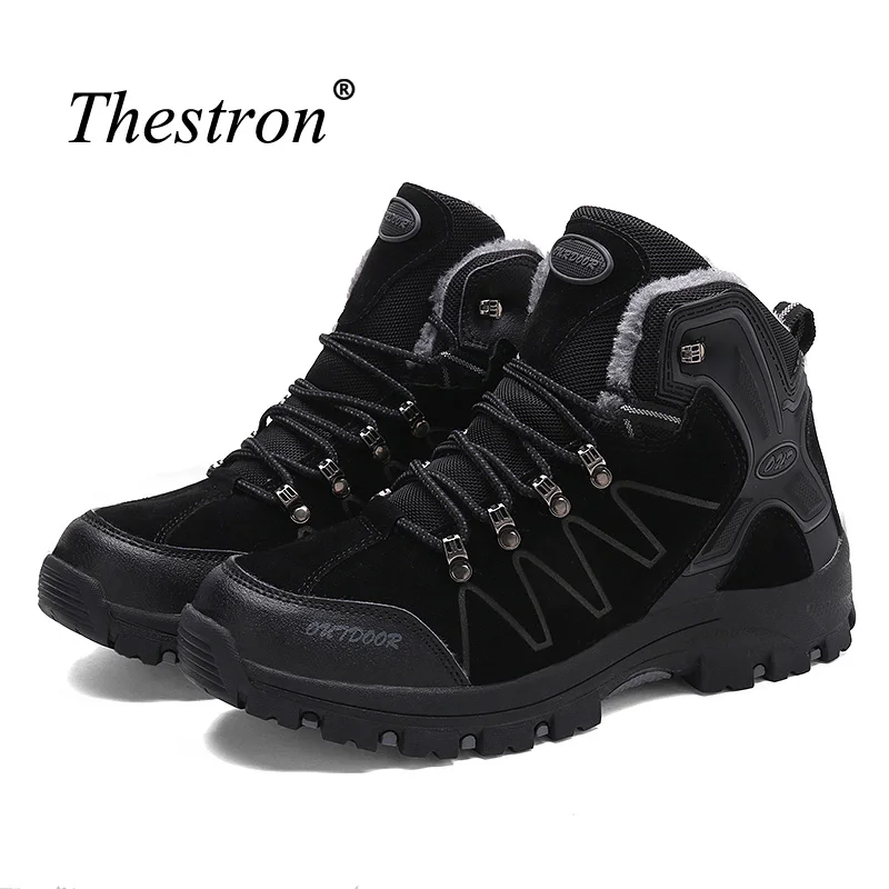 

Winter Man Hiking Shoes Brown Green Mens Mountain Fur Boots Comfortable Travel Sneakers Men Lace Up Outdoor Male Sneakers