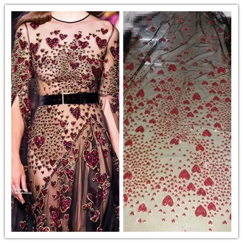 

tulle lace with glued glitter fashion David-92909 african glitter lace fabric for party dress 5yard/lot embroidered