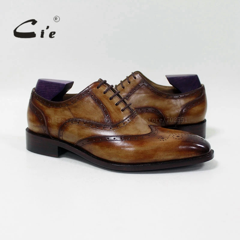 cie Square Toe Brogue Oxford 100% Original Calf Կաշի Breathable Bespoke Կաշվե կոշիկ Պատվերով կաշվե տղամարդիկ Flat Handmade OX-02-16