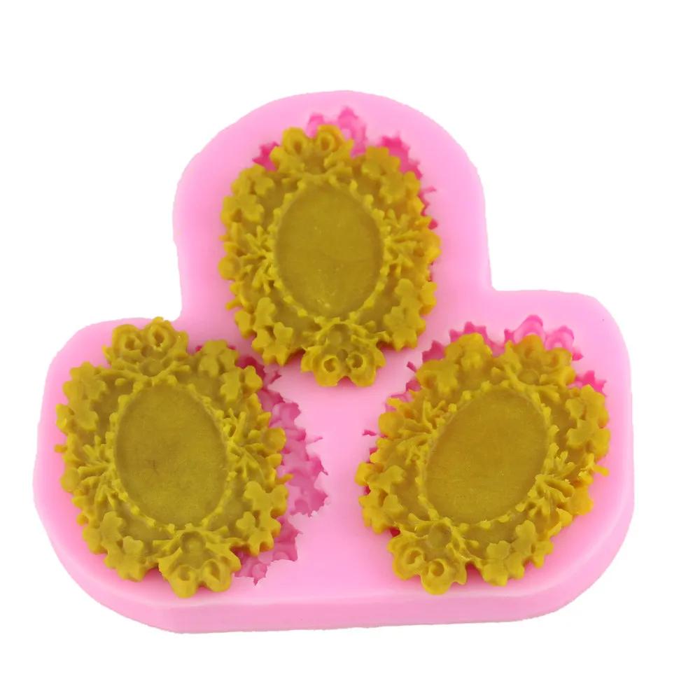 

Vintage Mirror Frame Shape Silicone Chocolate Cookie Fondant Non-Stick Cake Mold Polymer Clay Craft Cake Decorating Tools