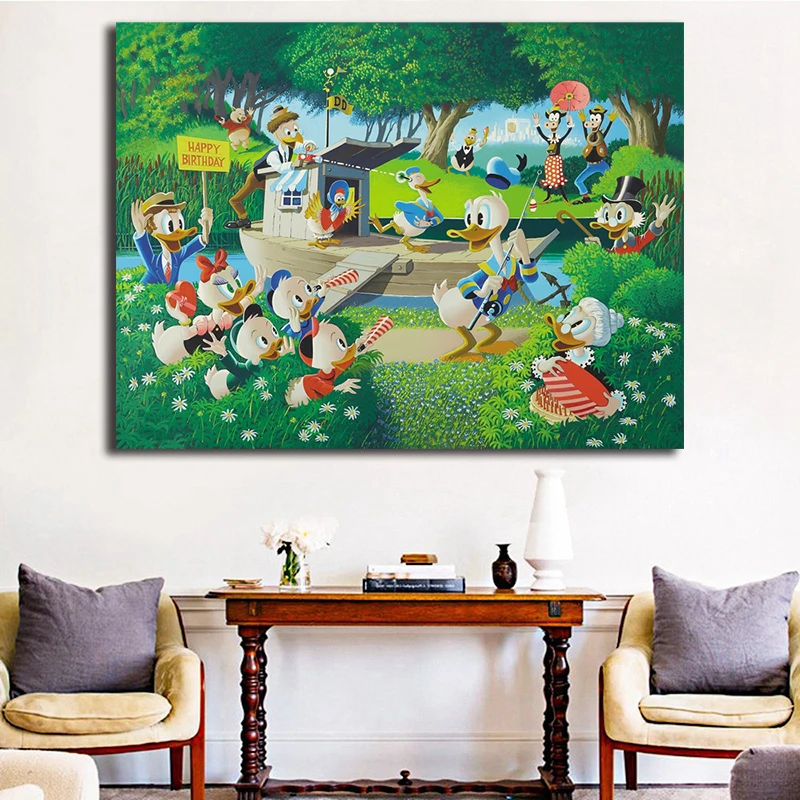 

Surprise Party At Memory Pond Birthday Carl Barks Poster Painting on Canvas Bedroom Wall Art Decoration Pictures Home Decor