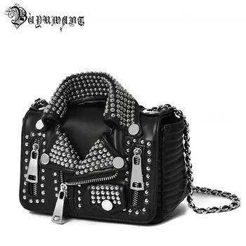 

Buyuwant PU Jacket bag cool chain bag Rivet Handbags Jacket Messenger Punk Bag messenger crossbody bag BW01-SB-xjldpk