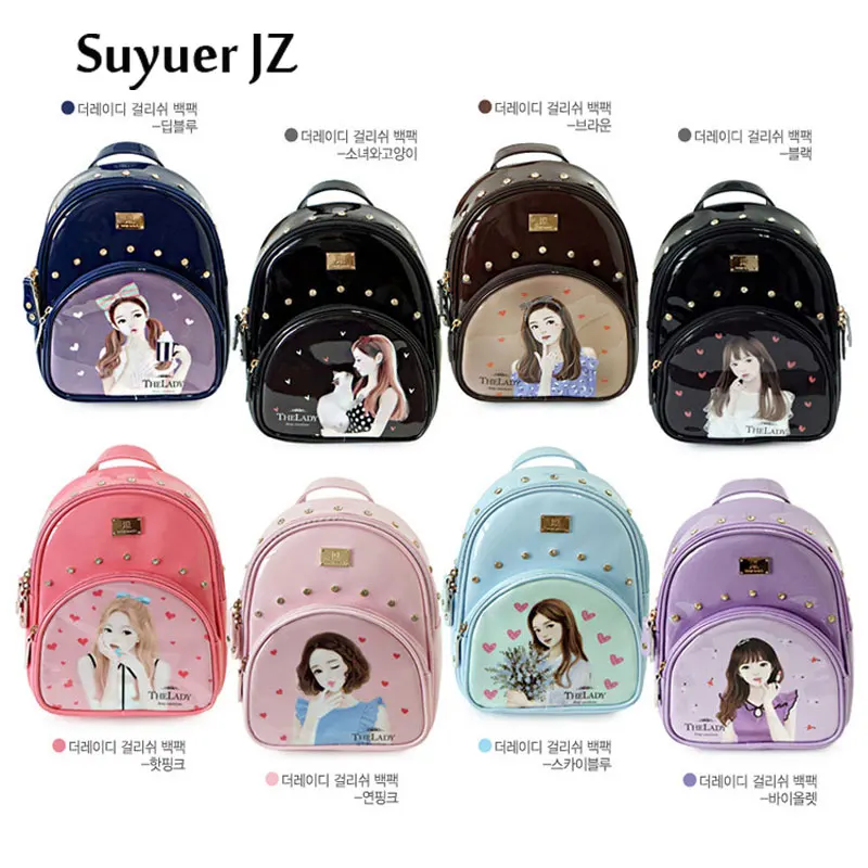 Suyuer Brand Bag 2017 Women Korean Style Ladies Backpack Fashion Preppy Style Rivet Schoolbag Beauty Pattern