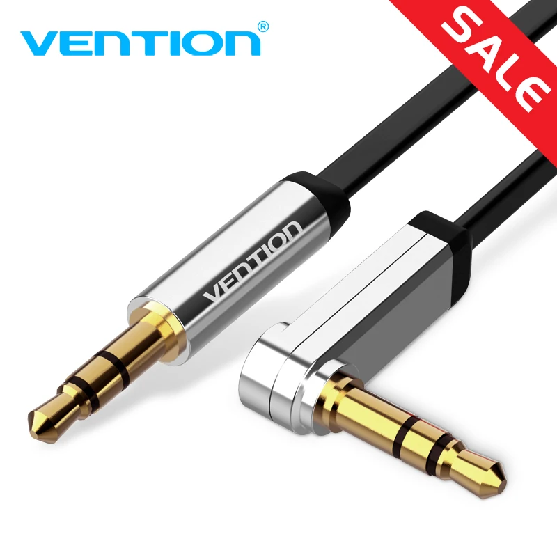 Лучший Vention 3,5 мм Jack Audio Cable 3,5 мужчинами кабель аудио Aux аудио кабель с прямым углом 90 градусов для автомобильных наушников MP3 4 Aux шнур