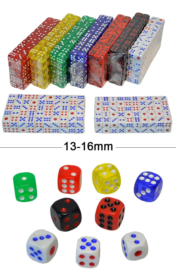 10 шт./компл. 8 цветов казино игральные кости набор 16 мм акрил/Пластик цифровой кости питьевой игральная кость азартных игр прозрачные игральные кости: 6-стронние кубики игральные кости покер