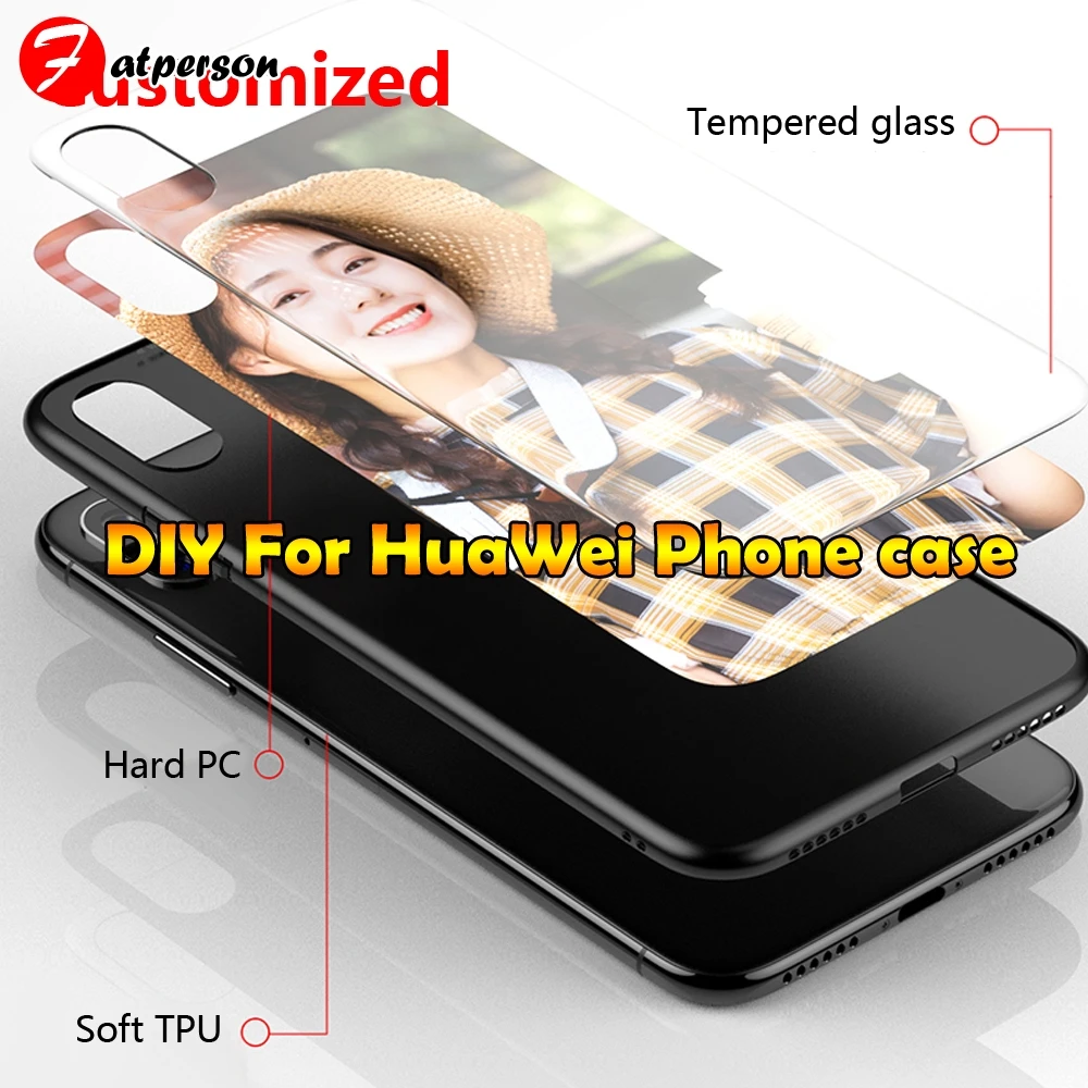 

Customized Tempered Glass Phone Case For Huawei P20 30 Pro 10 9 Plus DIY Phone Cover For Huawei Mate 9 10 20 Pro case