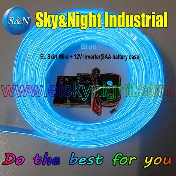 

2017 Hot Item blue-10M EL Wire/EL Welt Wire/EL Skirt Wire With 12V-8AA Inverter +Free Shipping