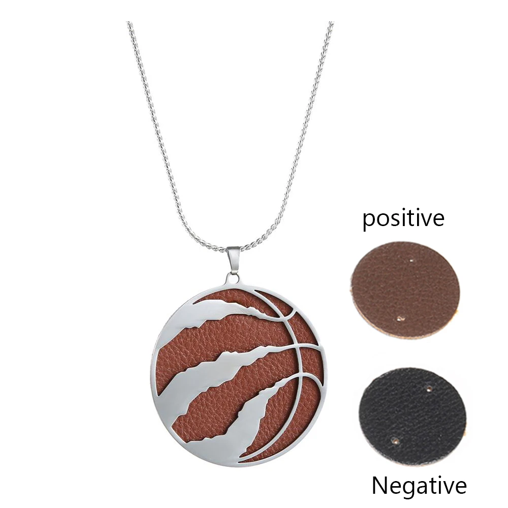 Legenstar Модный кулон баскетбол ожерелье для женщин и мужчин Двусторонняя Кожа из нержавеющей стали Спортивное украшение для чокера ожерелье - Окраска металла: coffee and black