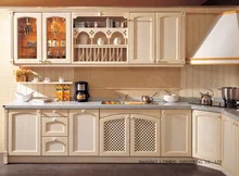 Сельский твердой древесины пользовательские кухонные шкафы (LH-SW045)
