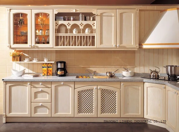 Best Price rural solid wood custom kitchen cabinets(LH-SW045)