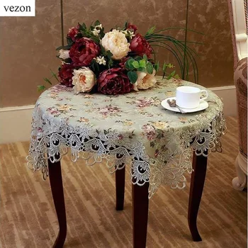 vezon Quality 130*180cm European Elegant Jacquard Lace Tablecloth Green Rural Country Table Linen Cloth Overlay Thick Fabric vezon Quality 130*180cm European Elegant Jacquard Lace Tablecloth Green Rural Country Table Linen Cloth Overlay Thick Fabric