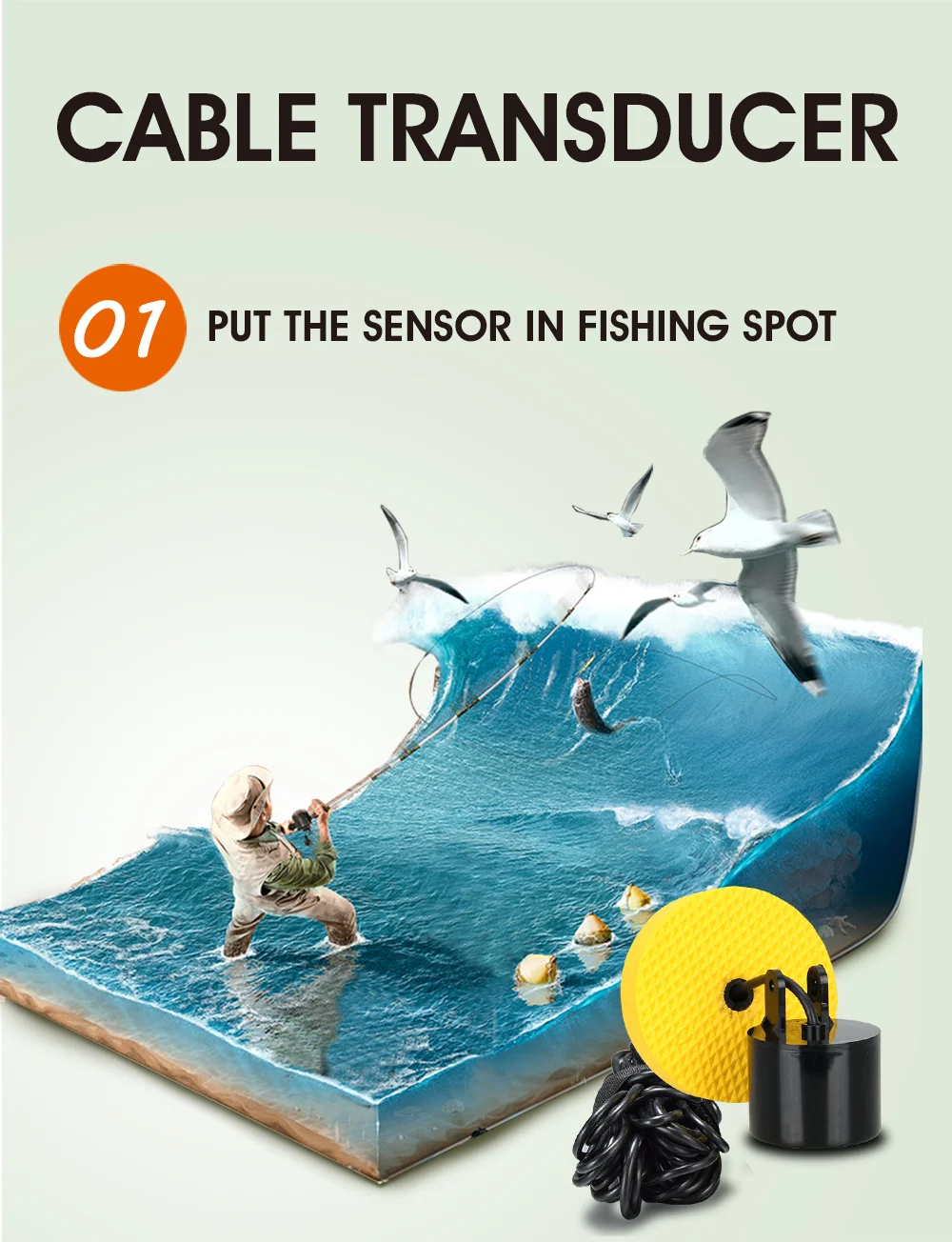FF1108-1 Sonar Fish Finder Alarm 100M Portable Sonar Sensor LCD Fish Finders Echo Sounder Fishing Lure Findfish Outdoor (2)