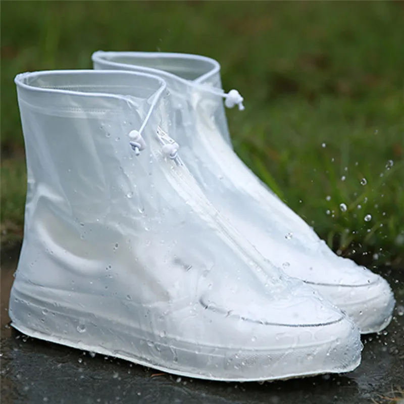 1 пара взрослых дети утолщаются Водонепроницаемый Сапоги и ботинки для девочек цикл дождь печать на плоской нескользящей подошве выше Обувь Многоразовые Дождь Обувь крышка