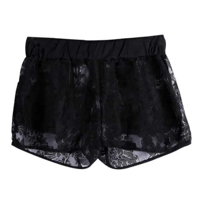 New Summer Sexy Lace Sheer Hollow Out Elastic Shorts Women's Drawstring Shortsin Shorts from