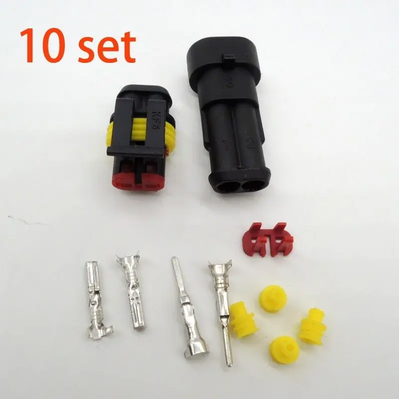 

10 sets Kit 2 Pin Super seal Waterproof Electrical Wire Connector Plug car
