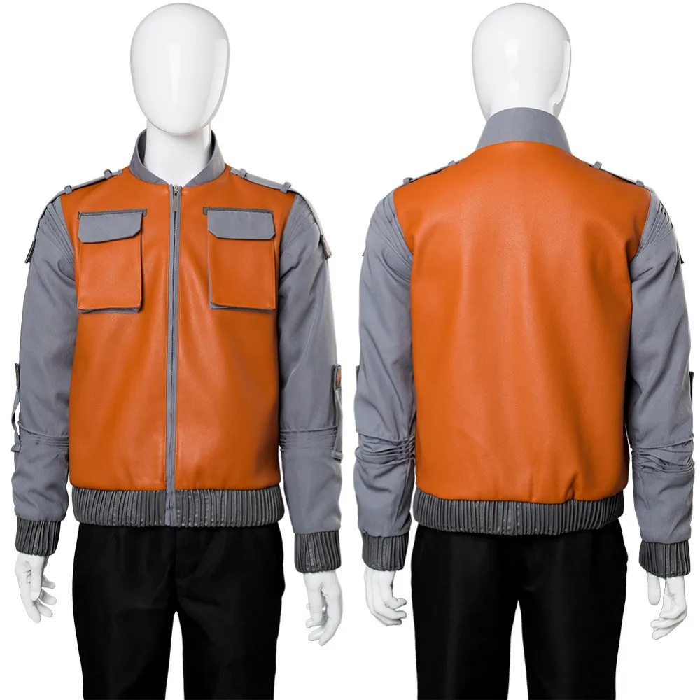 

Back to the Future Cosplay Marty McFly Jr.Jacket Cosplay Costume Coat Adult Men Orange Costume Halloween Carnival Costume