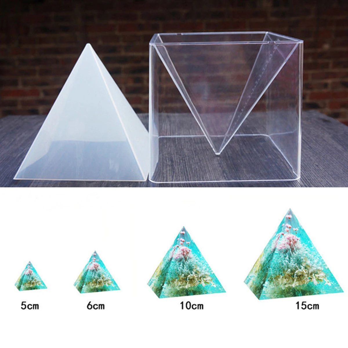1pc x Super Pyramid Silicone Mould DIY Resin Craft Jewelry Mold + Plastic Frame