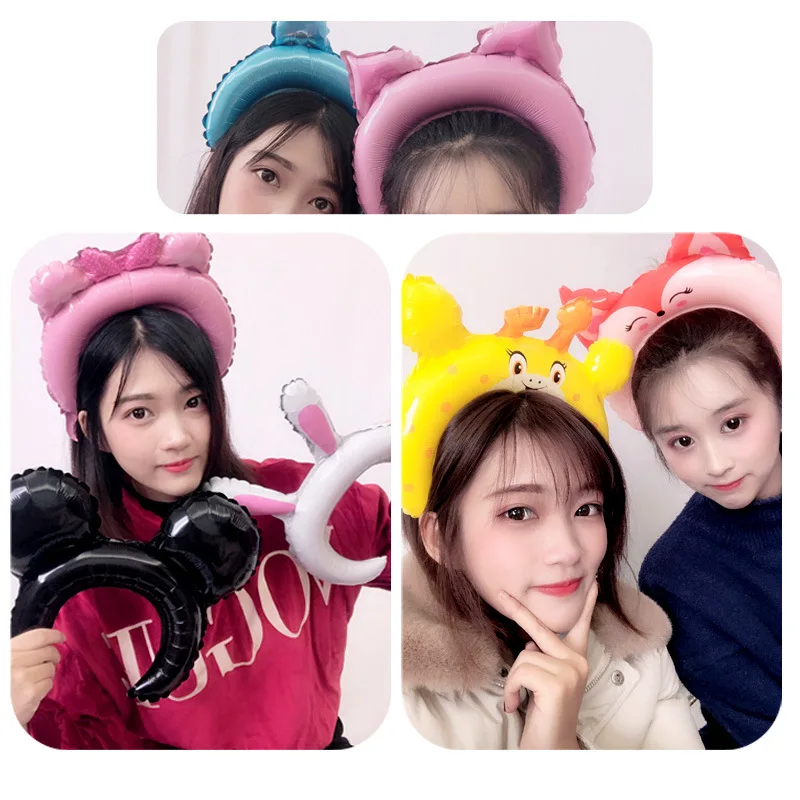 

10pcs Cute Animal Tiara Headband Foil Balloon Frog Mickey Minnie Panda Fox Baby Shower Happy Birthday Wedding Party Decoration