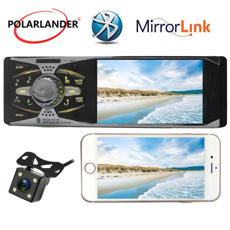

+Camera radio cassette player USB SD AUX 1Din Car Radio Head Unit 4.1"TFT HD Autoradio Stereo MP3/MP5/FM 12V Mirror Link