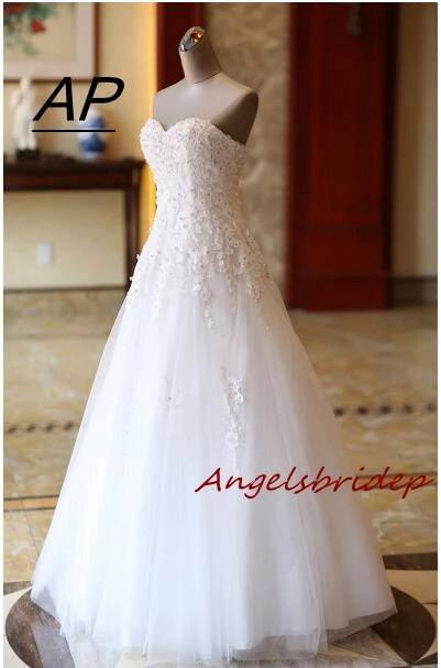 

ANGELSBRIDEP Vestidos De Novia Wedding Dresses 2021 Sweetheart Sweep Train Lace Applique Corset Wedding Dress Gowns Csutom Made