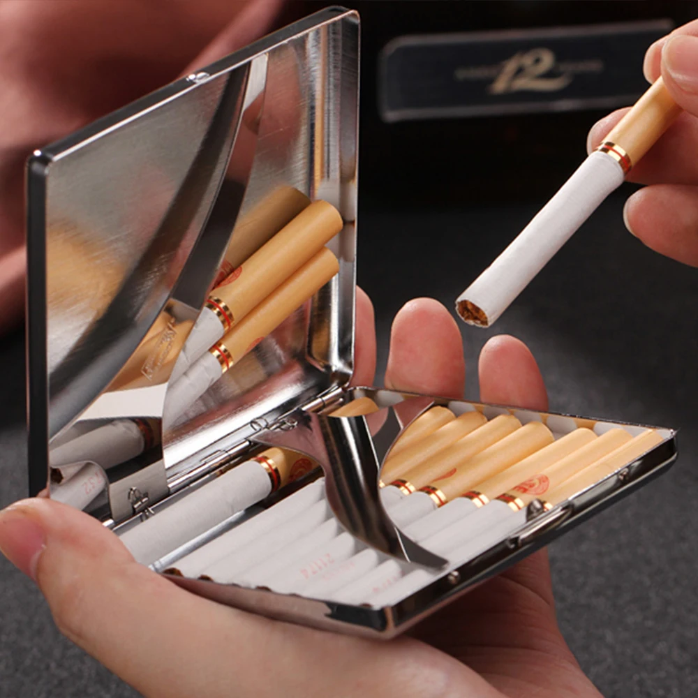 

TEAM PISTOL Flower Pattern Cigarette Case with Clips Can Hold 20 pcs Regular Size Cigarettes High-grade Portable Tobacco Case