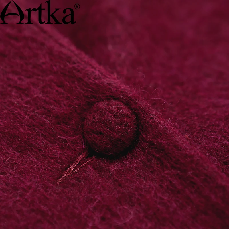 ARTKA Женская Осенняя Новинка 2 цвета Свободный Стиль шерстяное пальто Turn Down