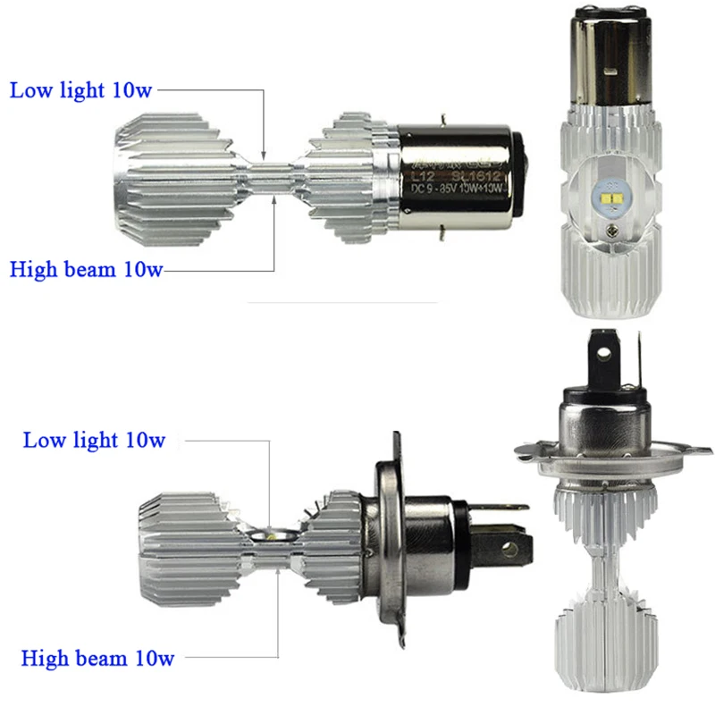 BA20D HS1 P43T H6 TWO Three 2 3 Clam socket Wide Voltage led Motorcycle LED Headlight 1400LM High Low Beam Universal Motorbike Bulb Headlamp For Ducati KTM Aprilia Triumph Honda Motorbike Moped Scooter Lights (3)