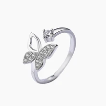 XIYANIKE 925 пробы серебряная горячая Распродажа Серебряная бабочка с кристаллом камень Открытое кольцо для женщин ручные аксессуары ювелирные изделия