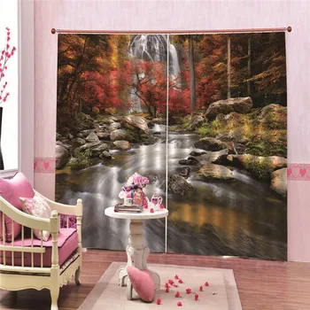 

Autumn Water firanki Blackout Curtain Living Room Bedroom Princess Fabrics Made Finished Drapes Children rideaux chambre