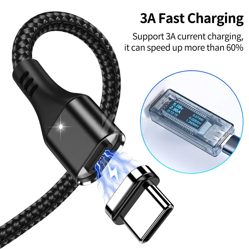 YBD 1 M كابل مغناطيسي سريع شحن USB نوع C المغناطيس شاحن USB C البيانات تهمة المصغّر USB كابل الهاتف المحمول كابل ل فون