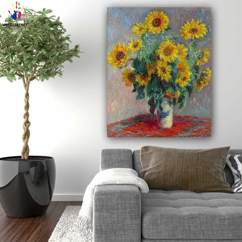 

DIY colorings pictures by numbers with colors Yellow flower arranging picture drawing painting by numbers framed Home