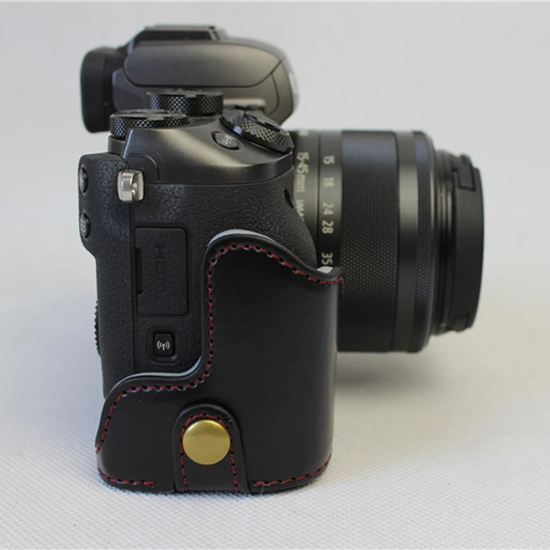 Café Cámara Réflex Digital Funda De Cuer Media montaje inferior para Canon EOS M50