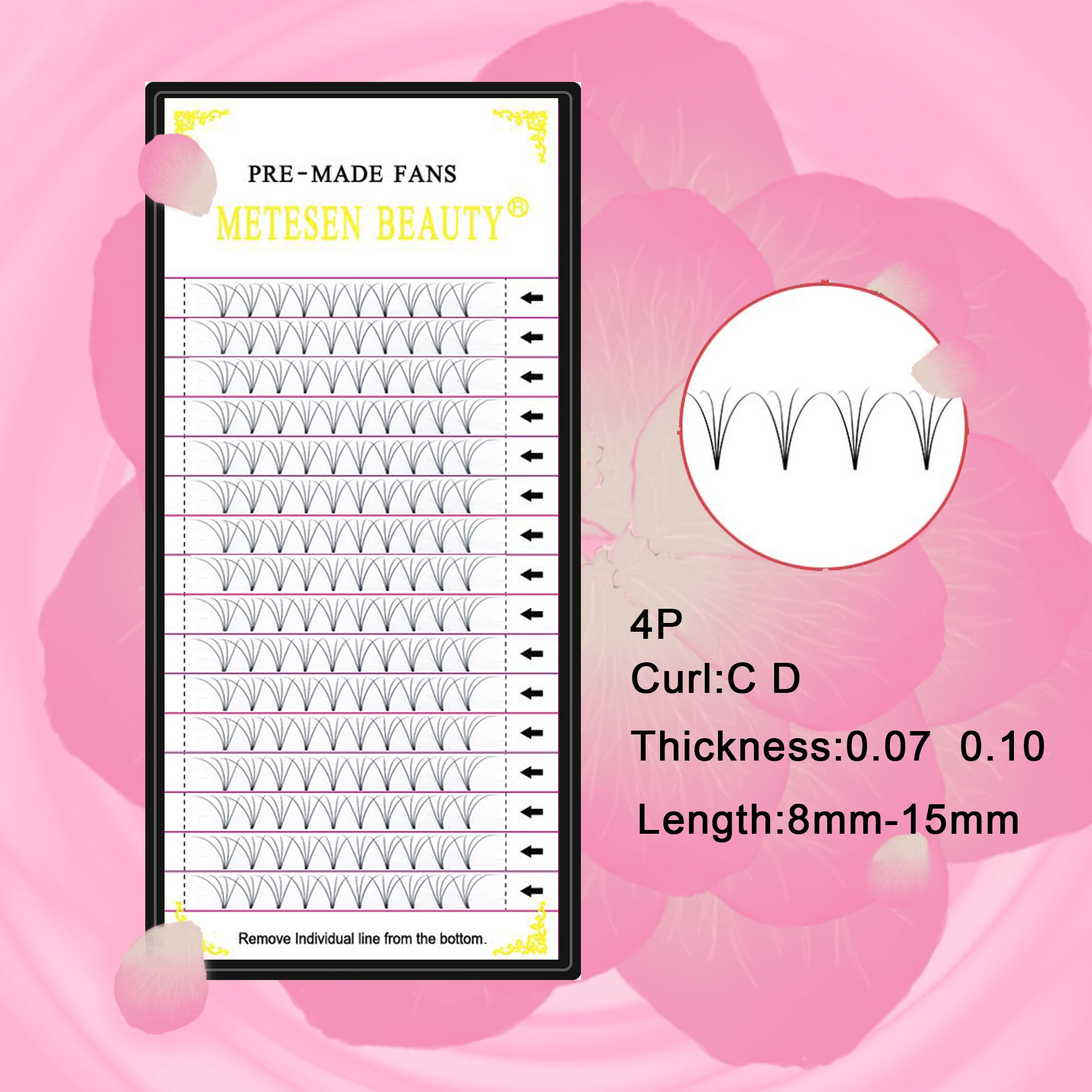 

METESEN BEAUTY 4D volume lashes silk pre made fans premium faux mink lashes volume russian professional eyelash extensions