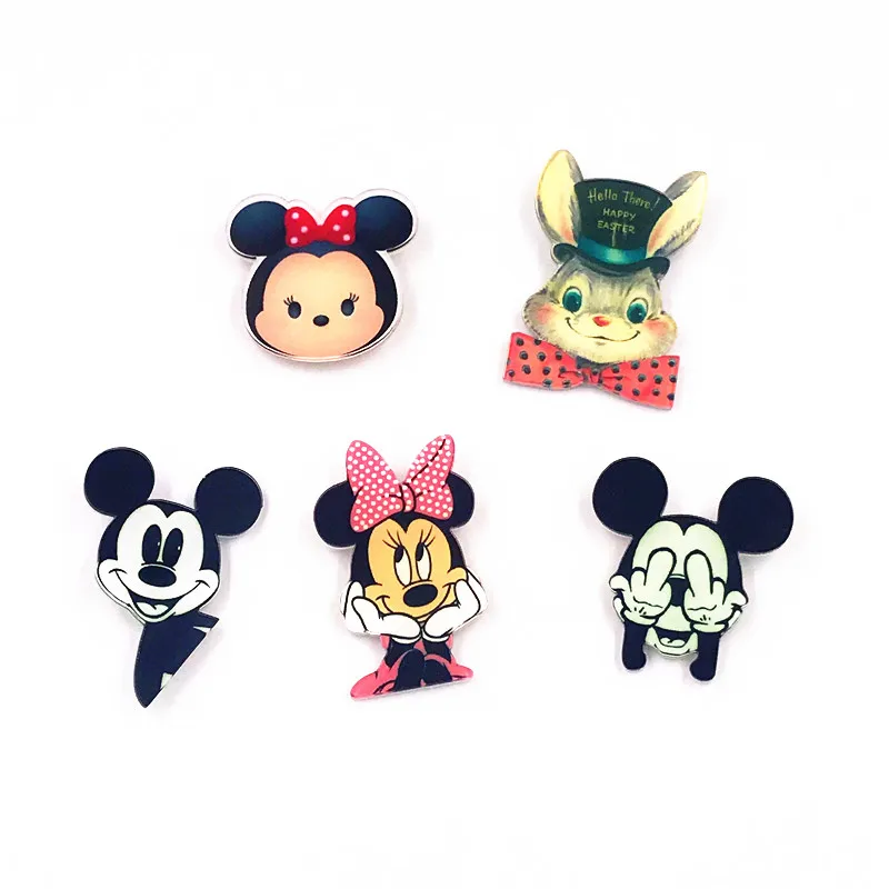 

1Pcs Mickey Minnie Metal Pins Cartoon Rabbit Acrylic Badges Icons on The Backpack shoes Decoration Brooch decoration
