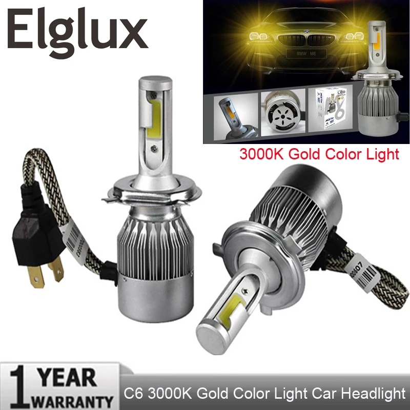 Elglux Автомобильные противотуманные фары H11 LED H4 H7 H1 H3 9005 9006 880 881 3000K желтые